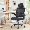 Fontoi Task and Office Chairs, Ergonomic Chair with Flip-up Armrests and Adjustable Lumbar Support for Home Office, Black, 26.18"*45.66"*26.18" - 3 of 4