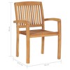 vidaXL 2X Solid Teak Wood Patio Chairs Garden Outdoor Terrance Furniture Wooden Seating Stacking Dining Seat Chair - 4 of 4