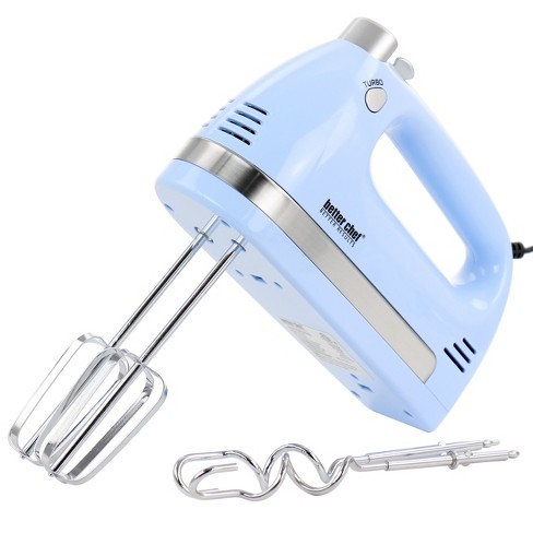PC President's Choice 5-Speed Turbo Boost Hand Mixer 250W, Ergonoic Design  and bottom mounted storage accessory, Blue