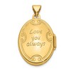 Black Bow Jewelry 14k Yellow Gold 21mm Love You Always Scroll Oval Locket - 3 of 4
