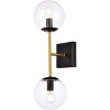 Elegant Lighting Neri 2 lights black and brass and clear glass wall sconce - 3 of 4