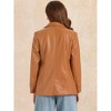 Allegra K Women's Faux Leather Long Sleeve Lapel Collar PU Moto Biker Jacket - 3 of 4