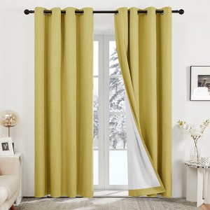Deconovo 2 Panels Linen Look Blackout Curtains with 8 Grommets, Thermal Insulated Drapes - 1 of 4