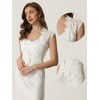 INSPIRE CHIC Women's Wedding Cap Sleeve Formal Sheer Floral Lace Shrug - 2 of 4