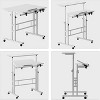 Standing Desk, Height Adjustable Desk, Mobile Computer Desk with 4 Wheels, Standing Seat Table, Laptop Table, Tilting Tabletop, Workstation for Home - 4 of 4
