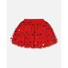 Deux par Deux Girl Tulle Skirt Red with Iridescent Heart Confettis - 3 of 4