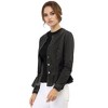 INSPIRE CHIC Women's Peplum Collarless Round Neck Button Down Cropped Ruffle Hem Denim Jackets - 4 of 4