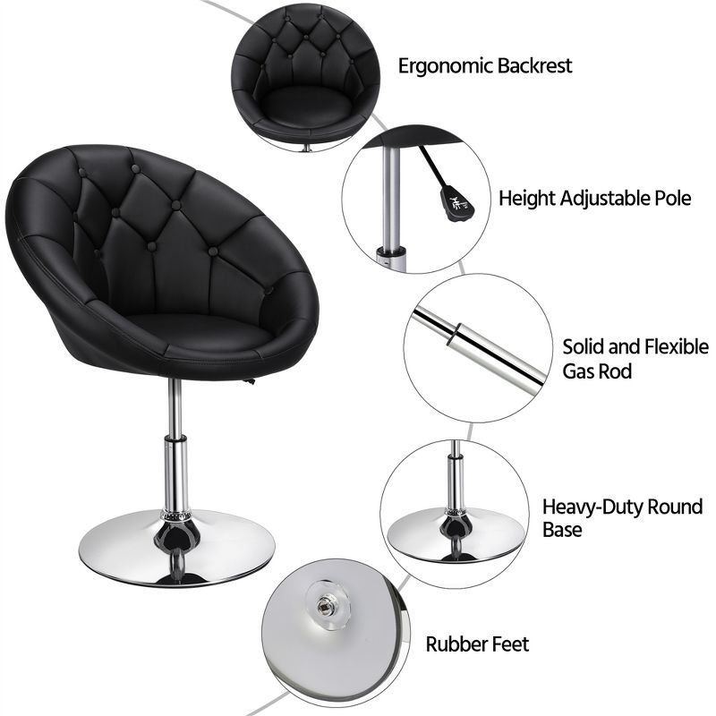 Yaheetech Height Adjustable Swivel Upholstered Round Accent Chair Barrel Chair, 5 of 10