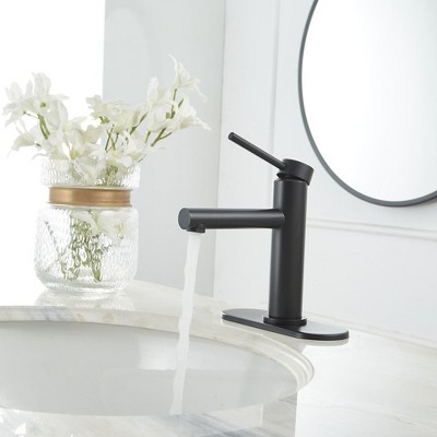 Matte Black Single Handle Brass Bathroom Faucet