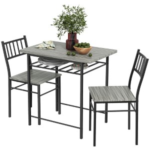 HOMCOM 3-Piece Small Dining Table Set, Kitchen Table and Chairs with Built-in Storage Rack and Steel Frame - 1 of 4