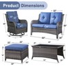 Gymojoy 6 Piece Outdoor Wicker Loveseat Sofa with Patio Swivel Glider Chairs with Coffee Table and Ottoman Sets - 3 of 4
