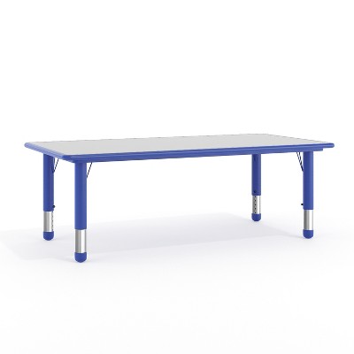 Flash Furniture Wren 23.625 w X 47.25 l Rectangular Blue Plastic Height Adjustable Activity Table With Grey Top Target