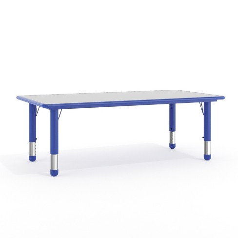 Flash Furniture Wren 23.625 W x 47.25 L Rectangular Blue Plastic Height Adjustable Activity Table with Grey Top