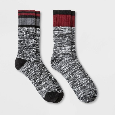 Men's Trail Blazer Marl Crew Socks 2pk - All in Motion™ Black/Red 6-12