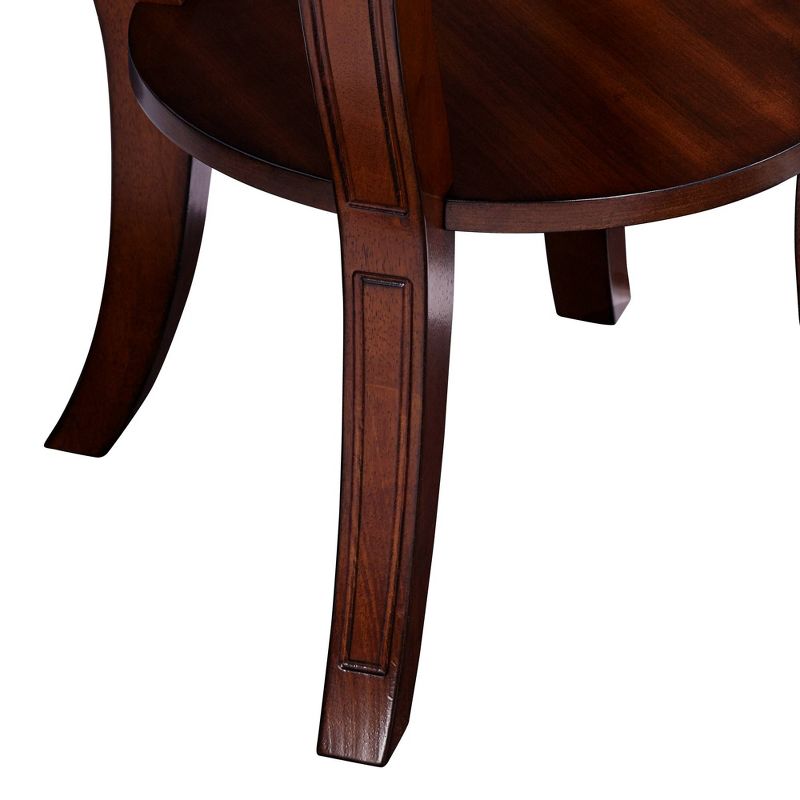 Elm Lane Patterson II Vintage Cherry Wood Round Accent Side End Table 26" Wide with Lower Shelf Brown Curving Legs for Living Room Bedroom Bedside, 5 of 9