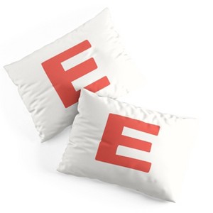 Deny Designs Standard April Lane Art Block Red Monogram E Microfiber Printed Pillow Sham - 1 of 3