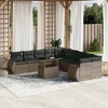 vidaXL 11 Piece Patio Sofa Set with Cushions - Gray Poly Rattan - 2 of 4