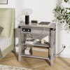 3 Tier End Table , Narrow Wooden Side Table with Drawer, Nightstand with Open Shelves, Small Farmhouse Sofa Side Table for Living Room, Gray - 3 of 4