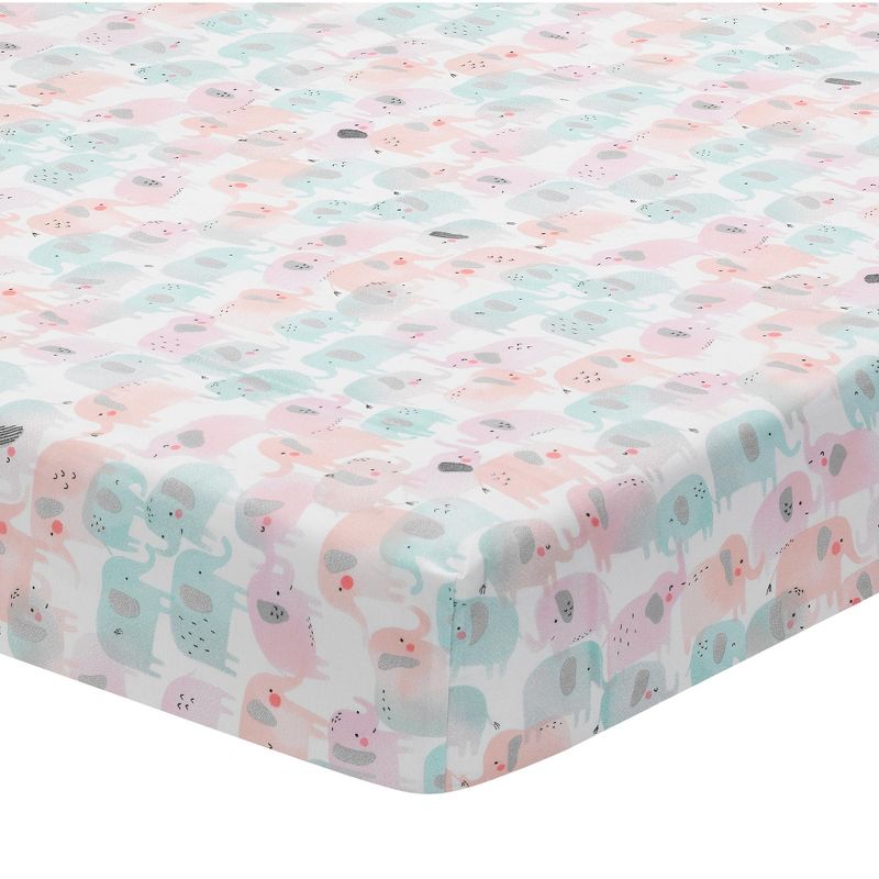 Lambs & Ivy Watercolor Pastel Pink/Mint Rainbow 5-Piece Baby Crib Bedding Set, 5 of 10