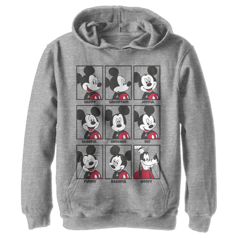 Boy's Disney Mickey Mouse All Emotions Grid Pull Over Hoodie, 1 of 5