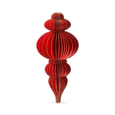 tag Glimmer Paper Finial Decor Tall Red
