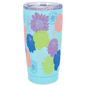 Elanze Designs Daisy Dahlia Rose Bright & Bold Flowers Wrap-Around Design 20 Ounce Stainless Steel On-The-Go Coffee Mug, Thermal Travel Tumbler with - 1 of 4