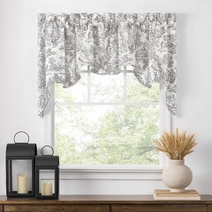 Ellis Curtain Victoria Park Toile High Quality Classic Print Swag Lined Empress Window Valance - 2-Piece - 70 x28", Gray - 1 of 3