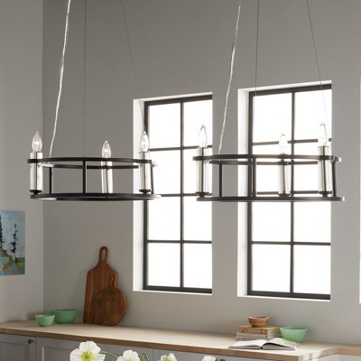 Rosalind Black and Polished Nickel Mini Candle Chandelier