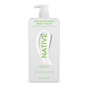 Native Moisturizing Body Wash with Shea Butter for Women & Men - 24hr Hydration - Lemon Balm & Bamboo - Sulfate Free - Paraben Free - 18 fl oz - 1 of 4