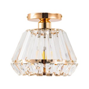 DORESshop 9 in. 1-Light Gold Modern Semi-Flush Mount Ceiling Light, E26 Base, No Bulbs Included - 1 of 4