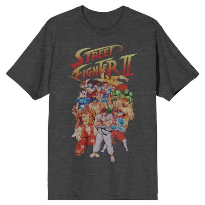 Street Fighter 2 Full Cast Of Characters Men's Charcoal Heather T