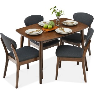 Best Choice Products 5-Piece Compact Wooden Mid-Century Modern Dining Set w/ 4 Chairs, Padded Seat & Back - 1 of 4