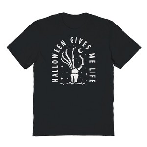 Rerun Island Men's Halloween Gives Me Life Short Sleeve Graphic Cotton T-shirt - 1 of 1