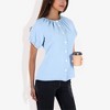 Anna-Kaci Women's Short Sleeve Button Down Blouse with Gathered Neckline Casual and Comfortable Top for Everyday Wear - 4 of 4