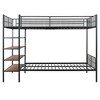 NicBex Twin Over Full Metal Bunk Bed with Guardrail,Loft Bed with 5-Tier Shelves for Bedroom,Black/White - 4 of 4