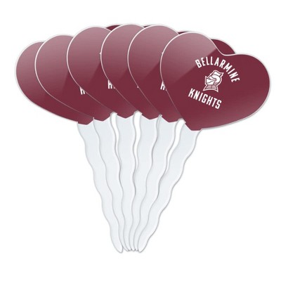 Bellarmine University Knights Logo Heart Love Cupcake Picks Toppers Decoration Set of 6
