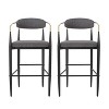 PAGED Modern Fabric Bar Stools Set of 2, Counter Stool with Back, Arms and Iron Legs for Bar, Kitchen, Dining Room, Load Capacity 260 LBS - 2 of 4