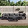 vidaXL 5 Piece Patio Lounge Set - Durable Outdoor Furniture with Comfortable Cushions - Anthracite Woven Fabric & Powder-Coated Steel - 2 of 4