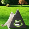 SEVOBAL Pet Crates and Houses Triangle Cat House Dark Cozy Space Fits 1 2 Adult Cats Easy Assembly Indoor Outdoor Use, Brown, 23.82"*25.59"*25.67" - 2 of 4