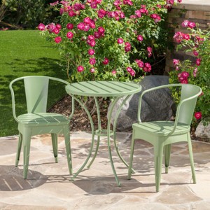 Outdoor Furniture Set, Metal Dining Set For Outdoor,  Stackable Water-Resistant Armrest Chairs-Coolbibila - 1 of 4