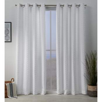 Squared Embellished Grommet Top Curtain Panel Pair -Exclusive Home