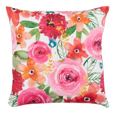 Santa Monica Bright Floral Reversible Square Pillow, 18"