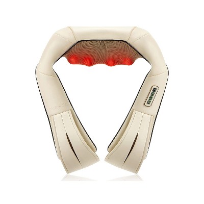 Nekteck Shiatsu Neck & Back Massager - Heat, Deep Kneading - Home, Office, Car - Beige