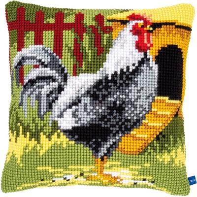 Vervaco Counted Cross Stitch Cushion Kit 16"X16"-Black Rooster