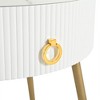 Easy Assembly End Tables with High Gloss Faux Marble Tabletops, Set of 2, Modern Fluted 2 Side Tables with Drawers, Round Coffee Tables - 4 of 4