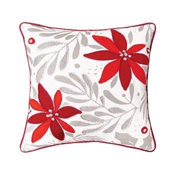 C&F Home Poinsettia Christmas Printed & Embellished Throw Pillow