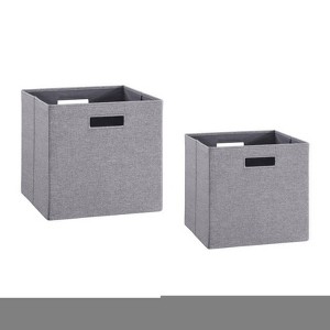 FONTOI 13"&11" Draped Foldable Storage Bin with Cutout Handles, Collapsible Storage Bin Set of 2, Gray, 13"*13"*13" - 1 of 4