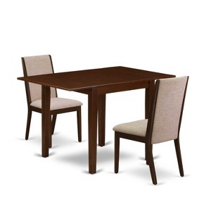 HomeStock 3-Pc Mahogany Finish Rectangular Solid Wood Top With Dropleaf Dining Table Set - 1 of 4