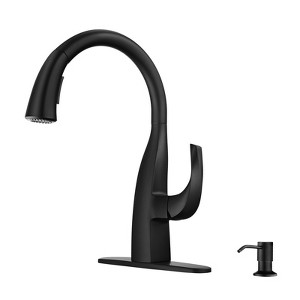 WOWOW Single Handle Goose Neck Pull-Down Kitchen Faucet with Soap Dispenser - 1 of 4