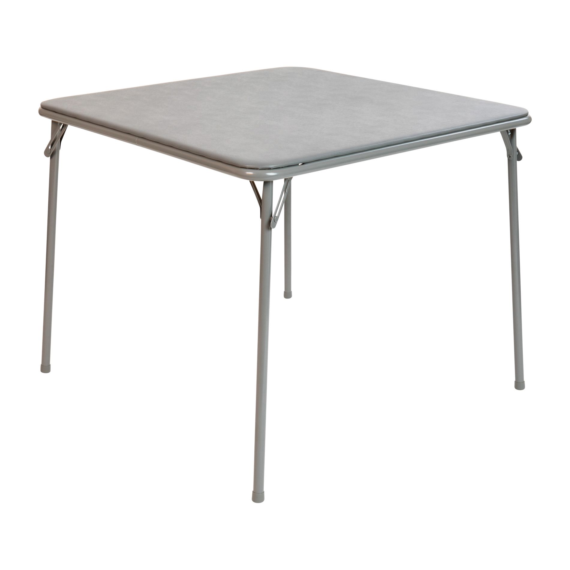 Emma and Oliver Gray Foldable Card Table with Vinyl Table Top - Game Table - Portable Table